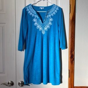 Talbots Turquoise Shift Mini Dress, 3/4 sleeves, Size M